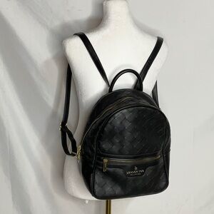 London Fog Collection Luxe Black Backpack with Gold Zippers & Accents
